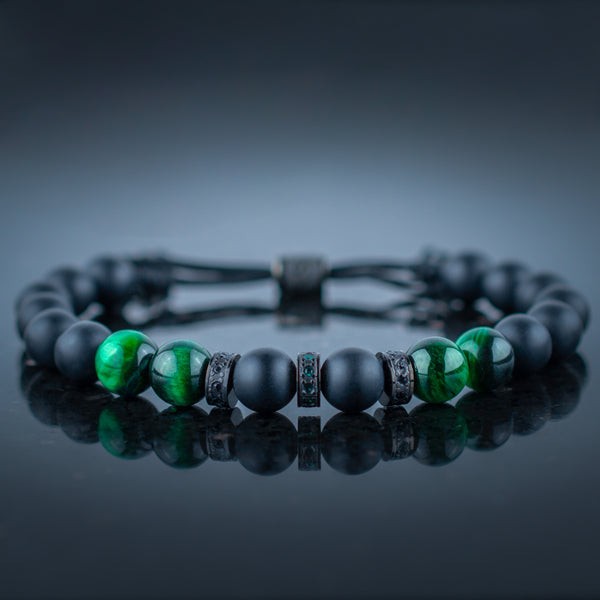 Buy Black Green Beads Colored Stones Bracelet - Tistabene